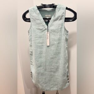 NWT! Nicole Miller New York 100% Linen Sleeveless Dress – Mint Green